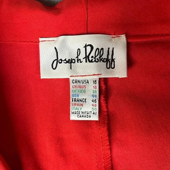 NWT Joseph Ribkoff Ruched Red Front Collared Zipper Jacket - Picture 5 of 14